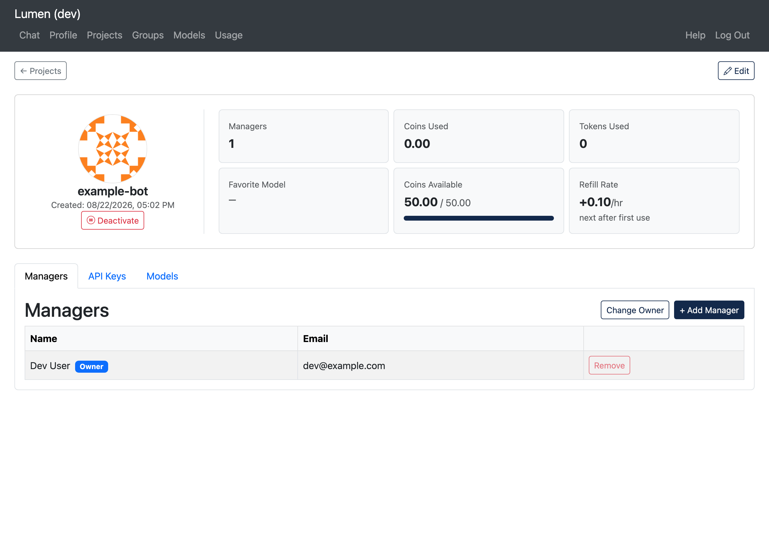 Project detail page